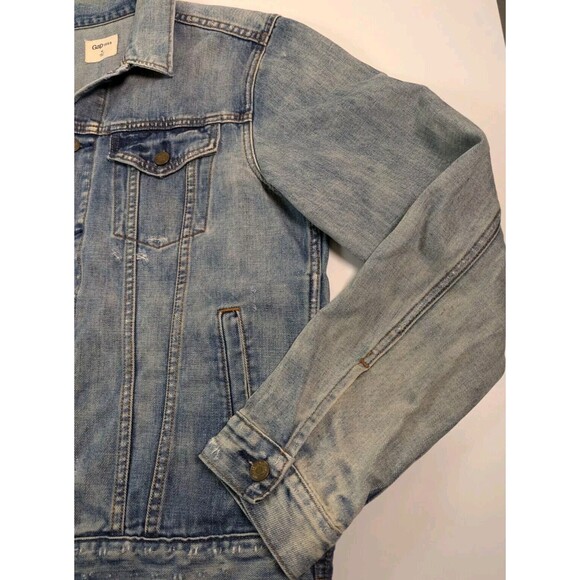 GAP Icon 1969 Jean Jacket Womens Medium l Blue Denim Saddle Wash Classic Pockets - Picture 5 of 11
